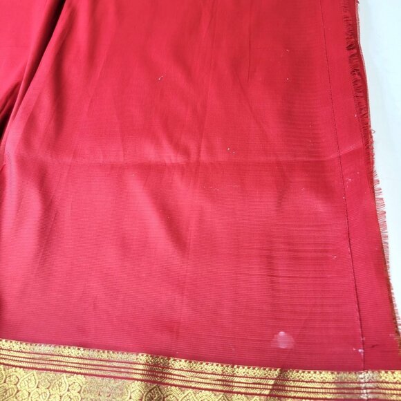 Red Saree with Gold Accents- Unstitched- NEW - Picture 10 of 15
